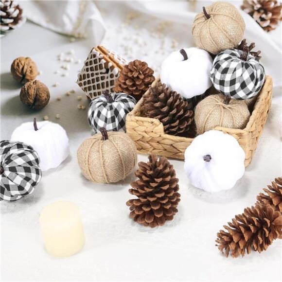 12pcs Mixed Artificial Fake Harvest Pumpkins for Fall Thanksgiving Halloween - Picture 4 of 7